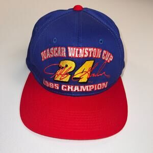 Vintage 1995 Jeff Gordon #24 NASCAR Winston Cup Champion Hat Snapback Blue Red